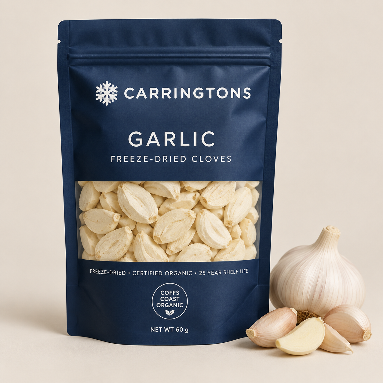 Garlic CARRINGTONS packaging mockup